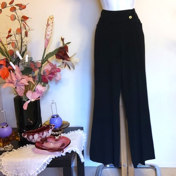 NWOT Women's High Waisted Classic Fit Straight Leg Suit Pant Trousers Black L 12 - Picture 4 of 9